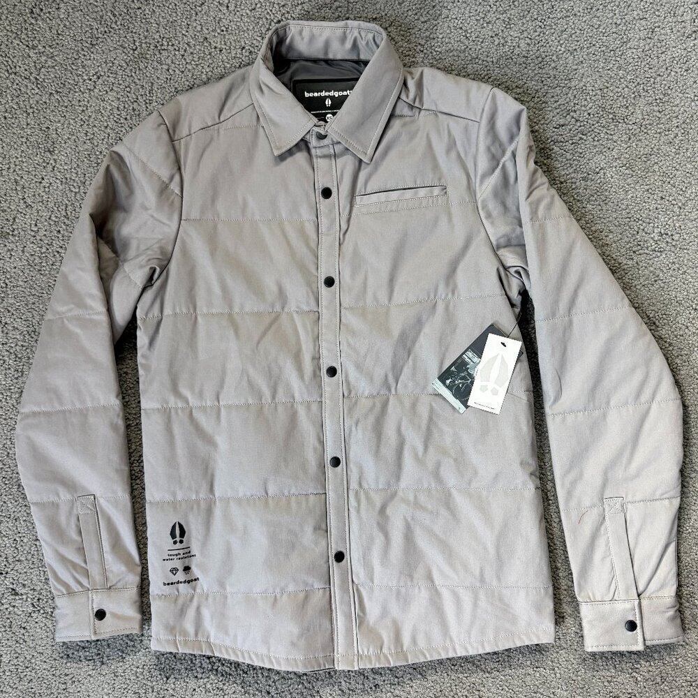 Beardedgoat Diamond Insulated Shirt Jacket Size XS - New With Tags - Light Grey